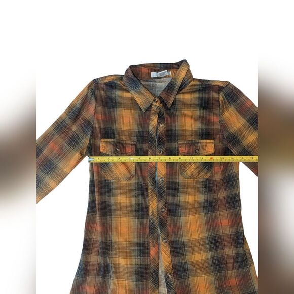 🛍️ Orange and Yellow Plaid Patterned Shirt - Picture 3 of 6